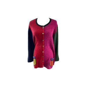 Woman Pullover Sweater By Margret Winters, Multicolor Artsy Size M/L